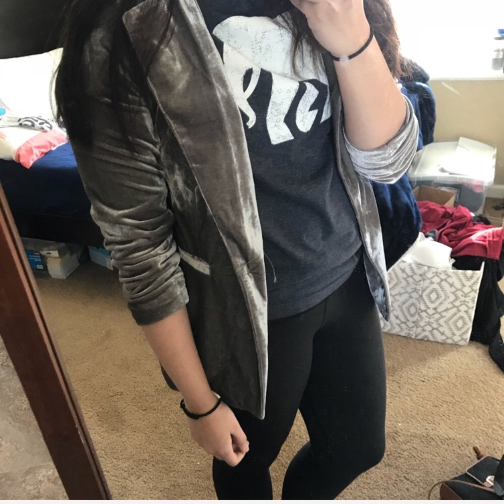 Forever 21 Gray Taupe Velvet Blazer BRAND NEW